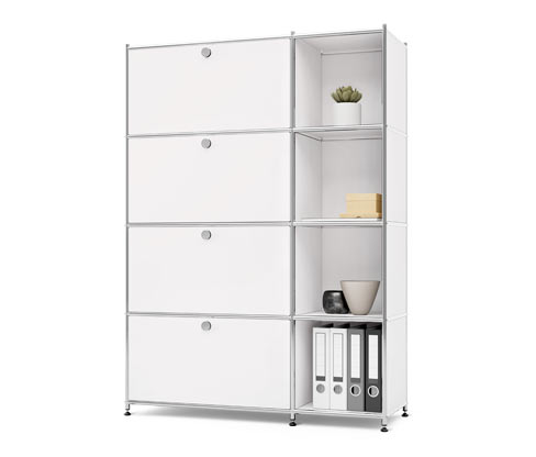 Tchibo - Regal Metall »Cn3« mit 4 Klappenfächern - 115x40x158,5cm - chrom - Stahl / Stahl / Aluminium