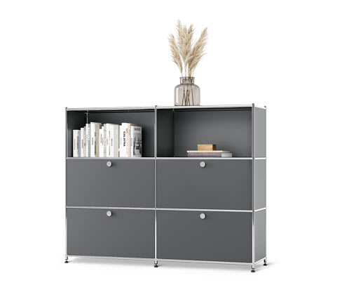 Tchibo - Kommode Metall »Cn3« mit versetzbaren Klappenfächern - 152x40x120,5cm - chrom - Stahl / Stahl / Aluminium