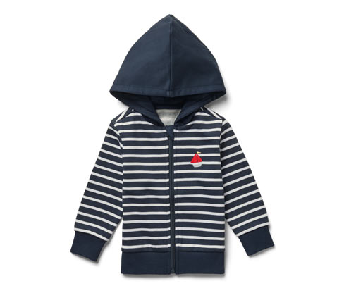 Tchibo - Kinder-Sweatjacke mit angerauter Innenseite - Herren - Gr. 86/92 - weiß/gestreift