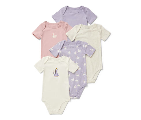 Tchibo - 5 Baby-Kurzarmbodys - Baby - Gr. 62/68 - creme/print