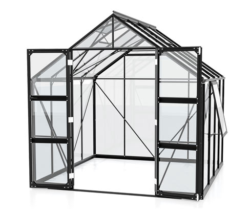 Vitavia Gewächshaus Olymp 6 - 257x261x260cm - schwarz - Aluminium / Glas