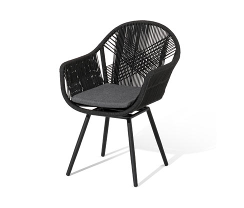 Tchibo - Drehbarer Dining-Sessel mit Textilgeflecht - 59x63x84,5cm - anthrazit - Stahl / Polypropylen / Polyester