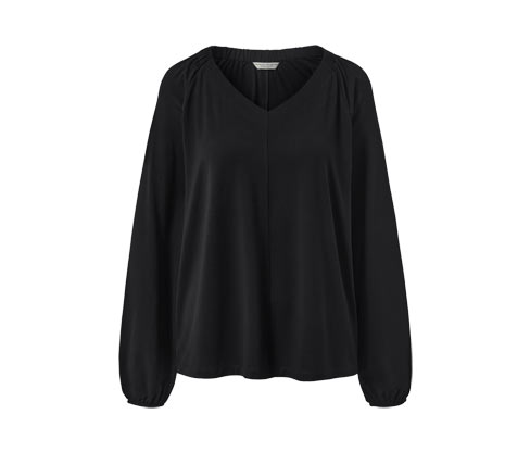 Tchibo - Blusenshirt mit Raffung - Damen - Gr. M - schwarz