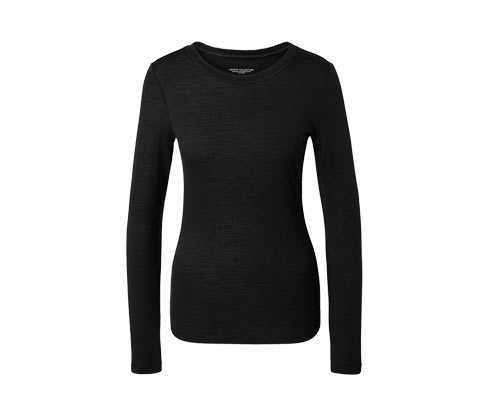 Tchibo - Langarmshirt mit Merinowolle - Damen - Gr. XS - schwarz