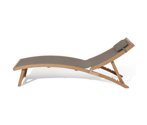Tchibo - Sonnenliege in Komforthöhe mit TEXTILENE®-Bespannung - 180,5x61x91cm - taupe - Eukalyptus-Massivholz / Polyviny...