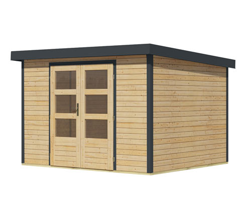 Karibu Gerätehaus - 298,5x242,5x209cm - anthrazit - Fichtenholz / Stahl