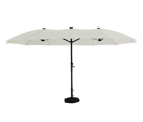 Leco Doppel-Sonnenschirm* mit LED-Beleuchtung - 145x16x45cm - anthrazit - Aluminium / Fiberglas / Polyester