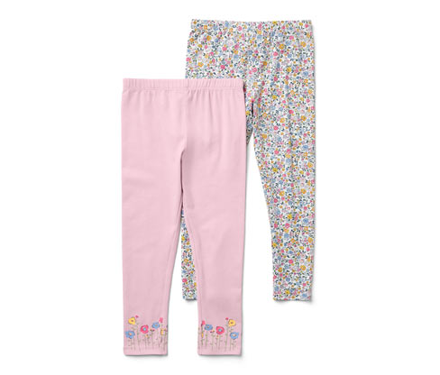 Tchibo - 2 Kinder-Leggings - Newborn - Gr. 50/56 - creme/geblümt