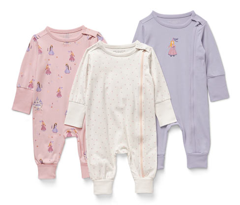 Tchibo - 3 Baby-Pyjamas - Newborn - Gr. 50/56 - creme/print