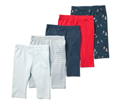 Tchibo - 5 Kinder-3/4-Leggings - Herren - Gr. 110/116 - graublau/print