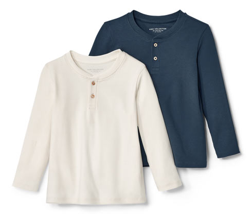 Tchibo - 2 Kinder-Henley-Shirts mit Rippstruktur - Jungen - Gr. 134/140 - creme