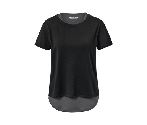 Tchibo - 2-in-1-Kurzarm-Sportshirt - Damen - Gr. M - schwarz