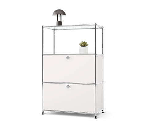 Tchibo - Kommode Metall »Cn3« mit 2 Klappenfächern - 77x40x120,5cm - chrom - Stahl / Stahl / Glas