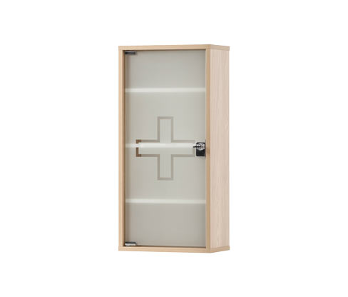 Tchibo - Medikamentenschrank - 34,5x19,5x71,5cm - braun - Holz / Glas / Metall