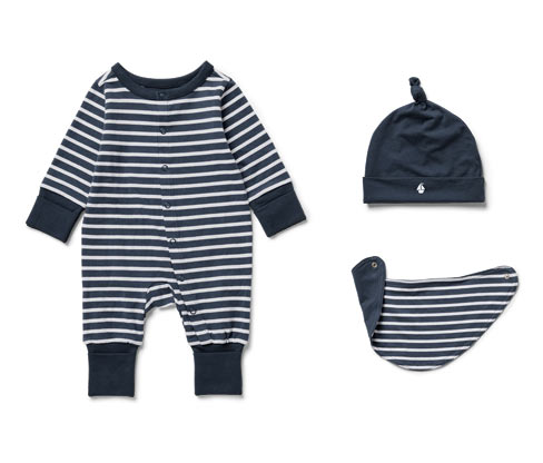 Tchibo - Baby-Set - Newborn - Gr. 50/56 - weiß/gestreift