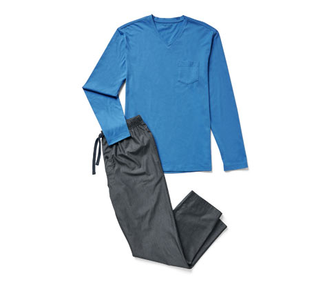 Tchibo - Pyjama mit gewebter Hose - Herren - Gr. M - dunkelblau