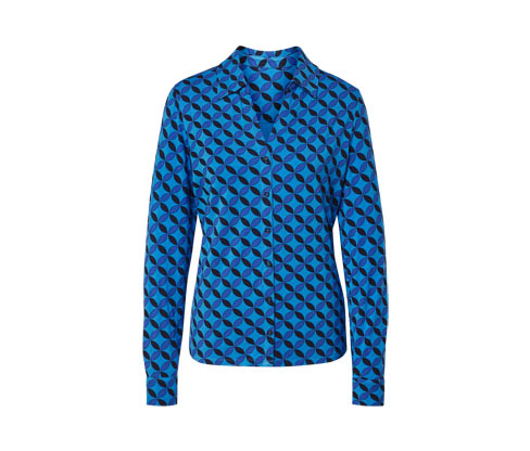 Tchibo - Blusenshirt mit Knopfleiste - Damen - Gr. L - blau/print