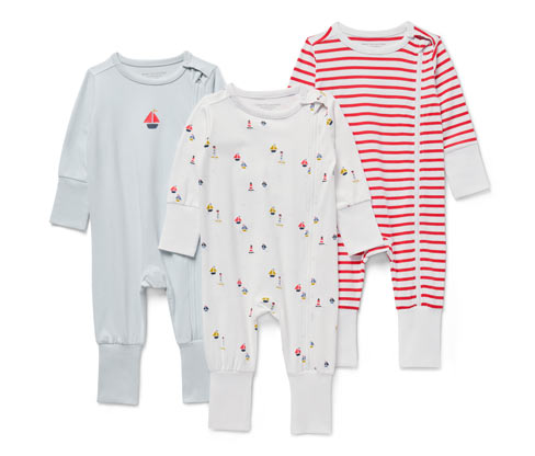 Tchibo - 3 Baby-Pyjamas - Baby - Gr. 62/68 - hellblau/print
