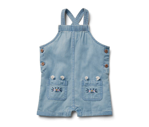 Tchibo - Kinder Chambray-Latzhose - Mädchen - Gr. 98/104 - dunkelblau