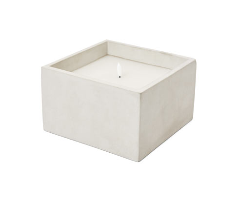 Tchibo - XL-LED-Echtwachskerze im Betontopf - 20x20x12cm - weiß - Wachs / Paraffin / Kunststoff