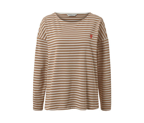 Thumbnail - Tchibo - Gestreiftes Langarmshirt - Damen - Gr. M - creme/gestreift
