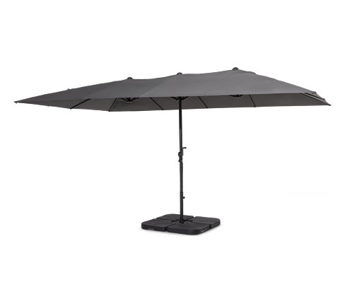 Leco Doppel-Sonnenschirm - 158x16x45cm - anthrazit - Aluminium / Polyester / Stahl