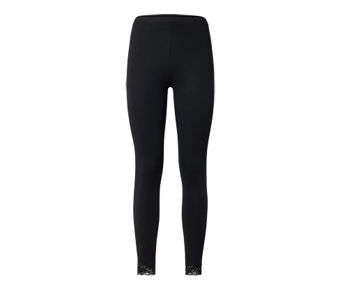 Tchibo - Leggings mit Spitzenborte - Damen - Gr. L - schwarz