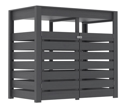 Karibu Mülltonnenbox für 2 Tonnen mit Pflanzdach - 158x88x143cm - grau - Fichtenholz