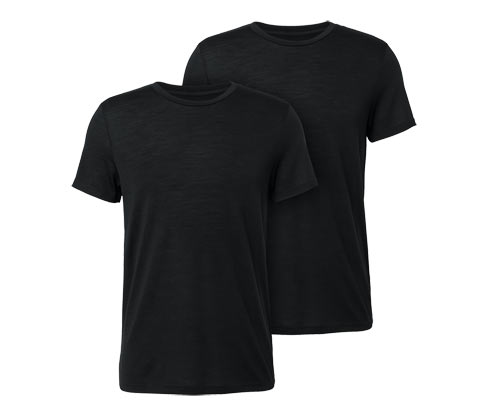 Tchibo - 2 T-Shirts mit Merinowolle - Herren - Gr. S - schwarz