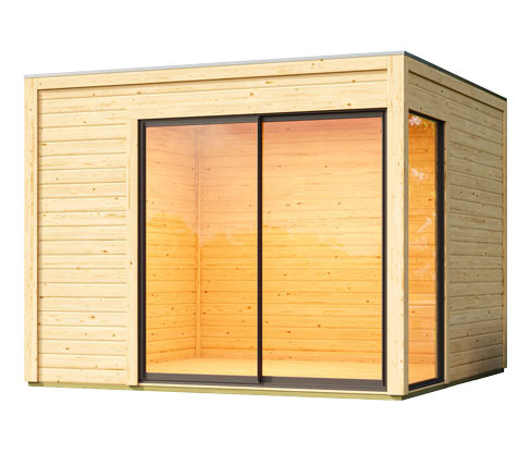 Karibu modernes Gartenhaus mit Schiebetür »Noelia« - 308x308x242cm - anthrazit - Fichtenholz / Aluminium
