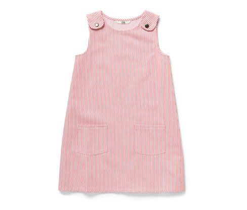 Tchibo - Kinder-Web-Latzkleid - Mädchen - Gr. 122/128 - weiß/gestreift