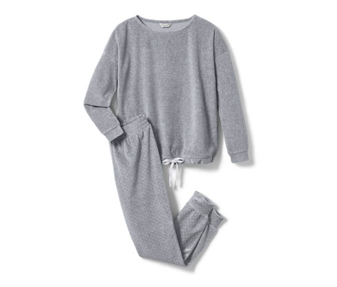Tchibo - Nicki-Pyjama - Damen - Gr. L - weiß/gepunktet