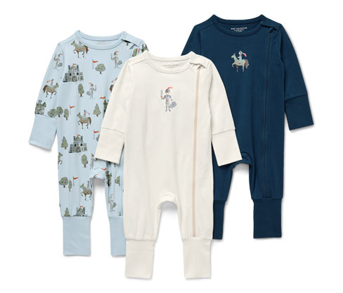 Tchibo - 3 Baby-Pyjamas - Herren - Gr. 86/92 - creme/print