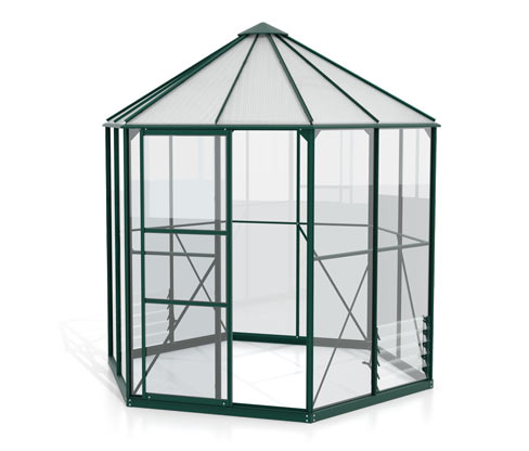 Vitavia Gewächshaus Pavillon 4 - 253x221x263cm - smaragdgrün - Aluminium / Glas / Glas