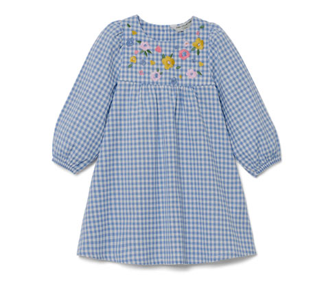 Tchibo - Kinder-Webkleid - Mädchen - Gr. 122/128 - blau/kariert