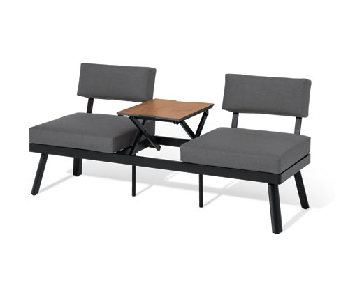 Tchibo - 2-in-1-Sofa-Liege mit hochklappbarem Mitteltisch - 185,5x70,5x78,5cm - schwarz - Aluminium / Polyester / Polypr...