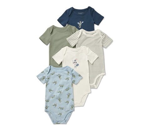 Tchibo - 5 Baby-Kurzarmbodys - Newborn - Gr. 50/56 - creme/print