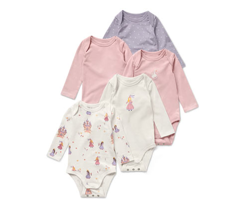 Tchibo - 5 Baby-Langarmbodys - Baby - Gr. 62/68 - creme/print