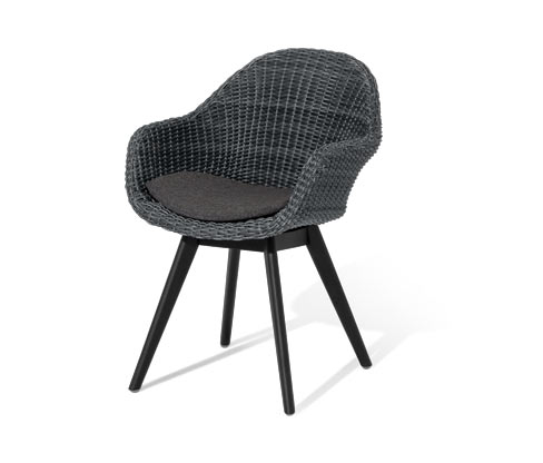 Tchibo - Schalenstuhl mit Polyrattangeflecht - 59,5x61,5x84,5cm - anthrazit - Eukalyptus-Massivholz / Polyethylen / Stah...