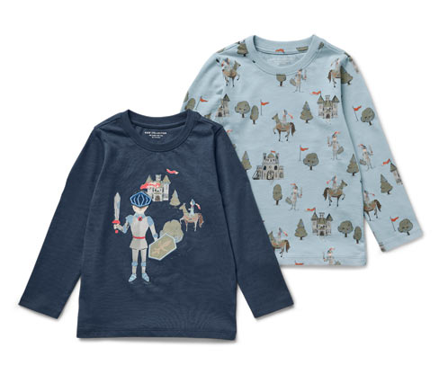 Tchibo - 2 Kinder-Langarmshirts - Jungen - Gr. 110/116 - dunkelblau