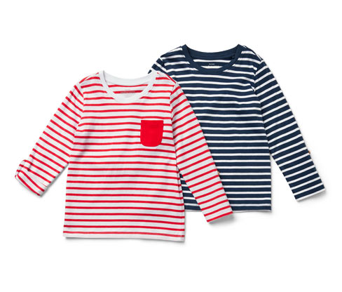 Tchibo - 2 Kinder-Langarmshirts - Gr. 110/116 - weiß