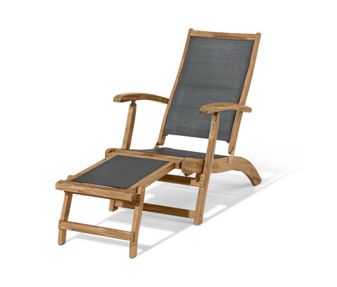 Tchibo - Deckchair »Lenja« mit ausziehbarer Fußlehne - 152,5x59x82cm - grau - Akazienholz / Polyvinylchlorid / Stahl