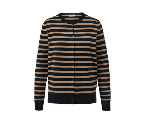 Tchibo - Gestreifter Feinstrick-Cardigan - Damen - Gr. S - schwarz/gestreift