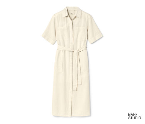 Nah/Studio Seersucker-Kleid - ungefärbte Baumwolle - Gr. 34 - ungefärbt