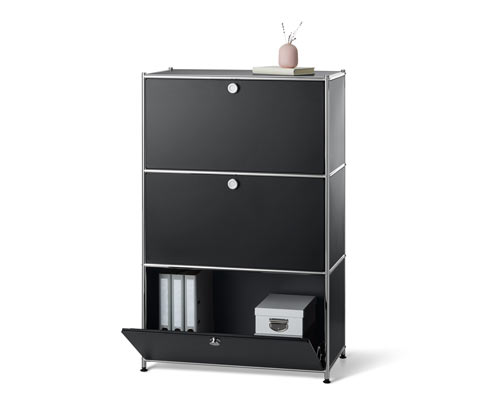 Tchibo - Regal Metall »Cn3« mit 3 Klappenfächern - 77x40x120,5cm - schwarz - Stahl / Aluminium / Kunststoff