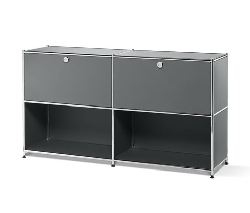 Tchibo - Sideboard Metall »Cn3« mit versetzbaren Klappenfächern - 152x40x82,5cm - chrom - Stahl / Aluminium / Kunststoff