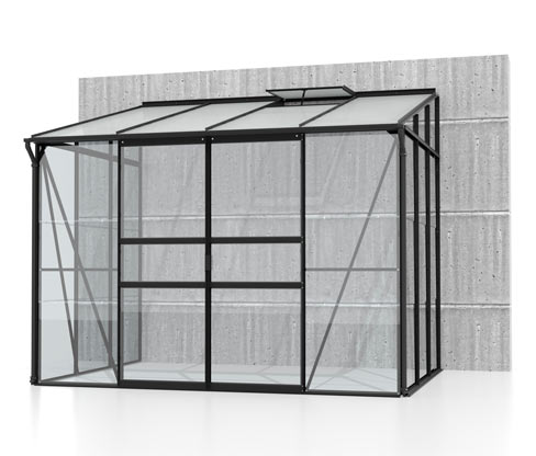 Vitavia Anlehngewächshaus - 262x201,5x221cm - schwarz - Aluminium / Glas / Polyvinylchlorid