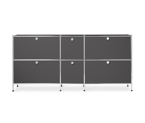 Tchibo - Sideboard Metall »Cn3« groß mit 6 Klappenfächern - 190x40x89,5cm - chrom - Stahl / Aluminium / Kunststoff
