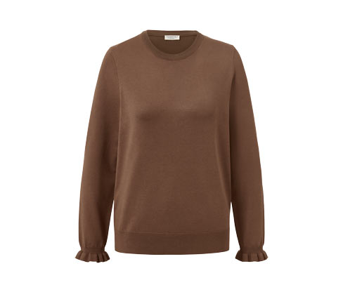 Tchibo - Feinstrickpullover mit Rüschendetail - Damen - Gr. XXL - cognac
