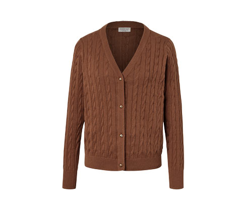 Tchibo - Feinstrickcardigan mit Zopfmuster - Damen - Gr. M - cognac